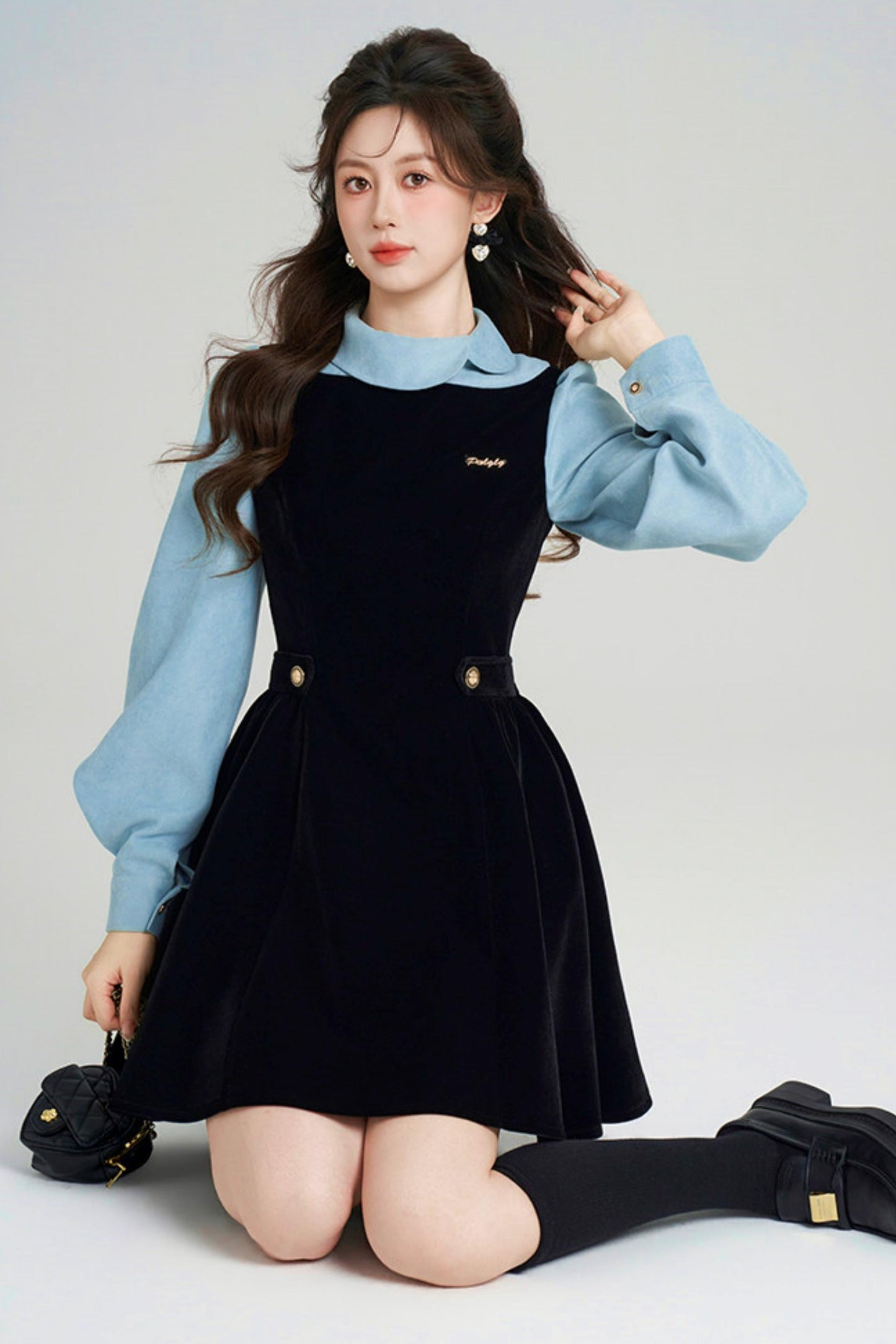 Spliced Velvet Hepburn Dress