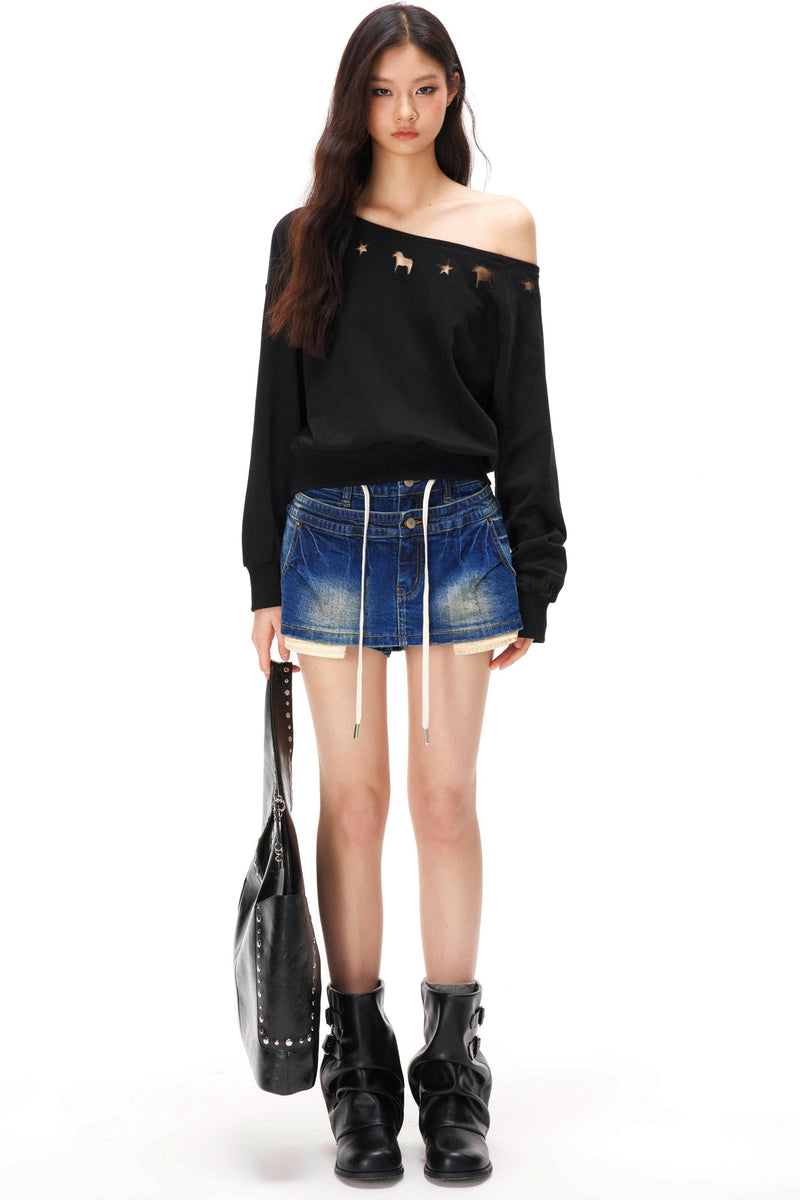 Asymmetrical Off-shoulder Sweatshirt