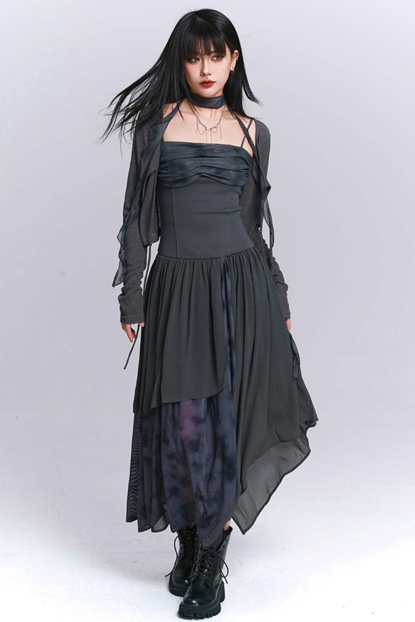 Dark Camisole Irregular Dress