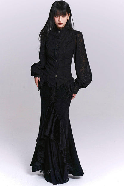 Dark Jacquard Gothic Blouse
