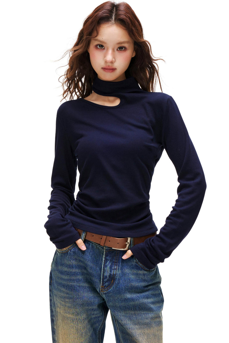 Cut Design Turtleneck Top