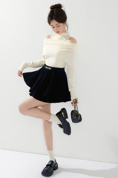 French Knit Off-shoulder Top