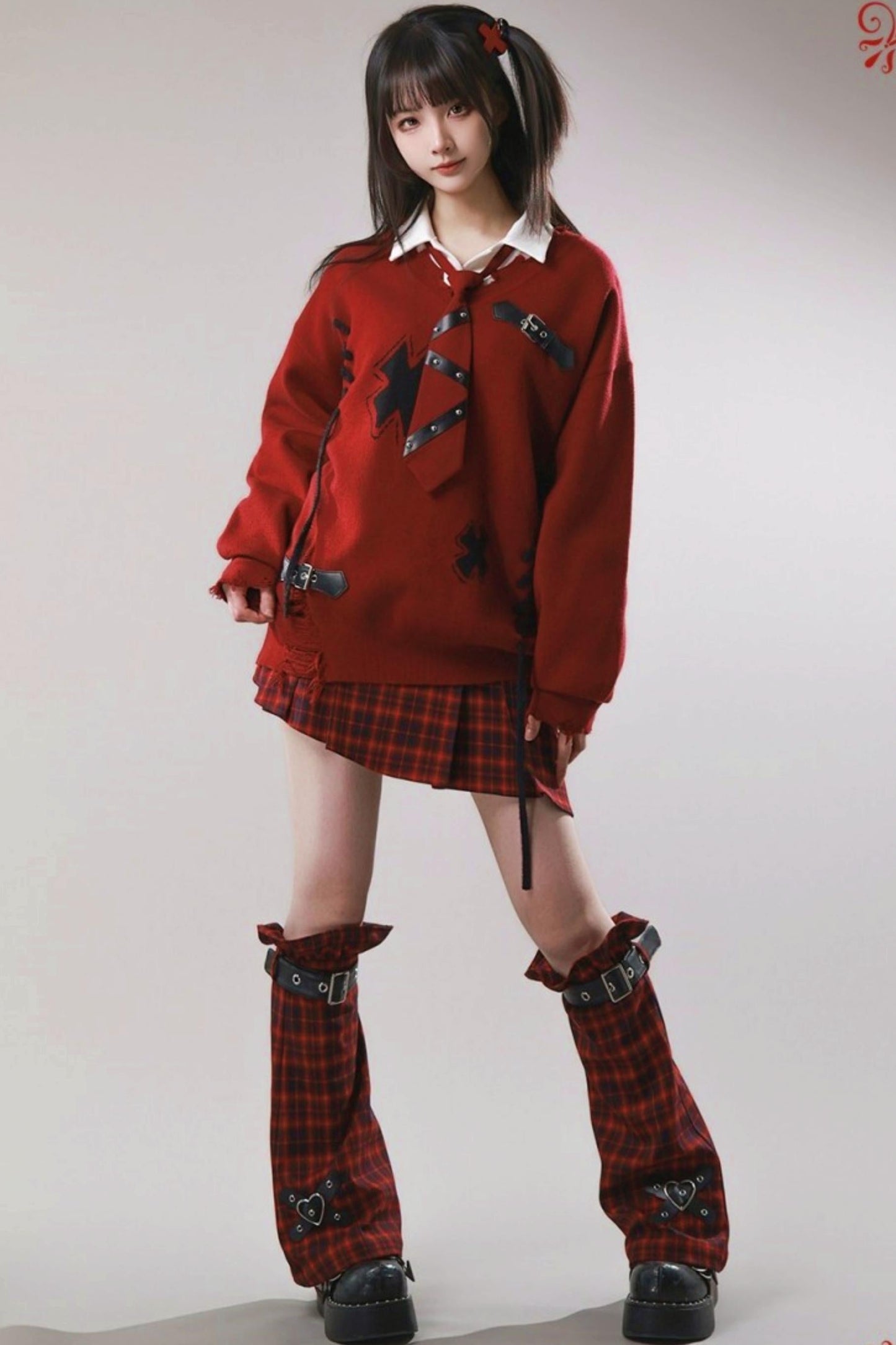 Leather Buckle Sweater + Scarf