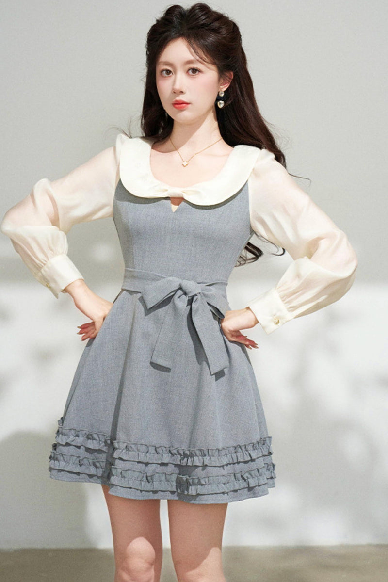 Faux Two Piece Grey Dress