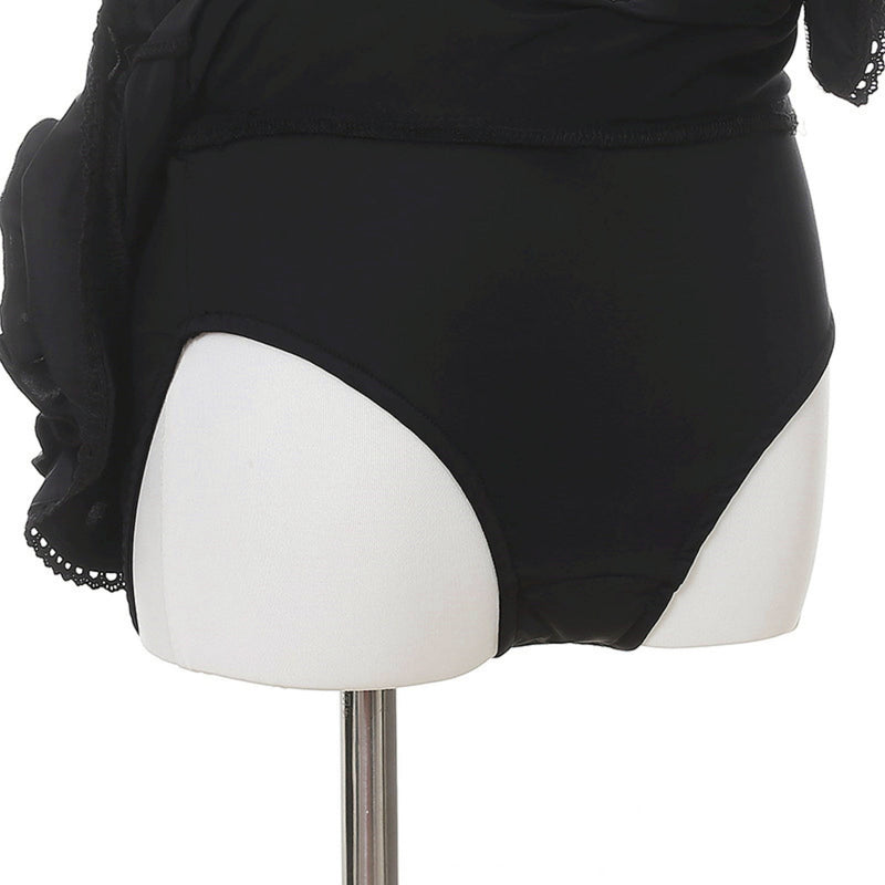 Black and White Dark Kawaii Swimsuit + Headband
