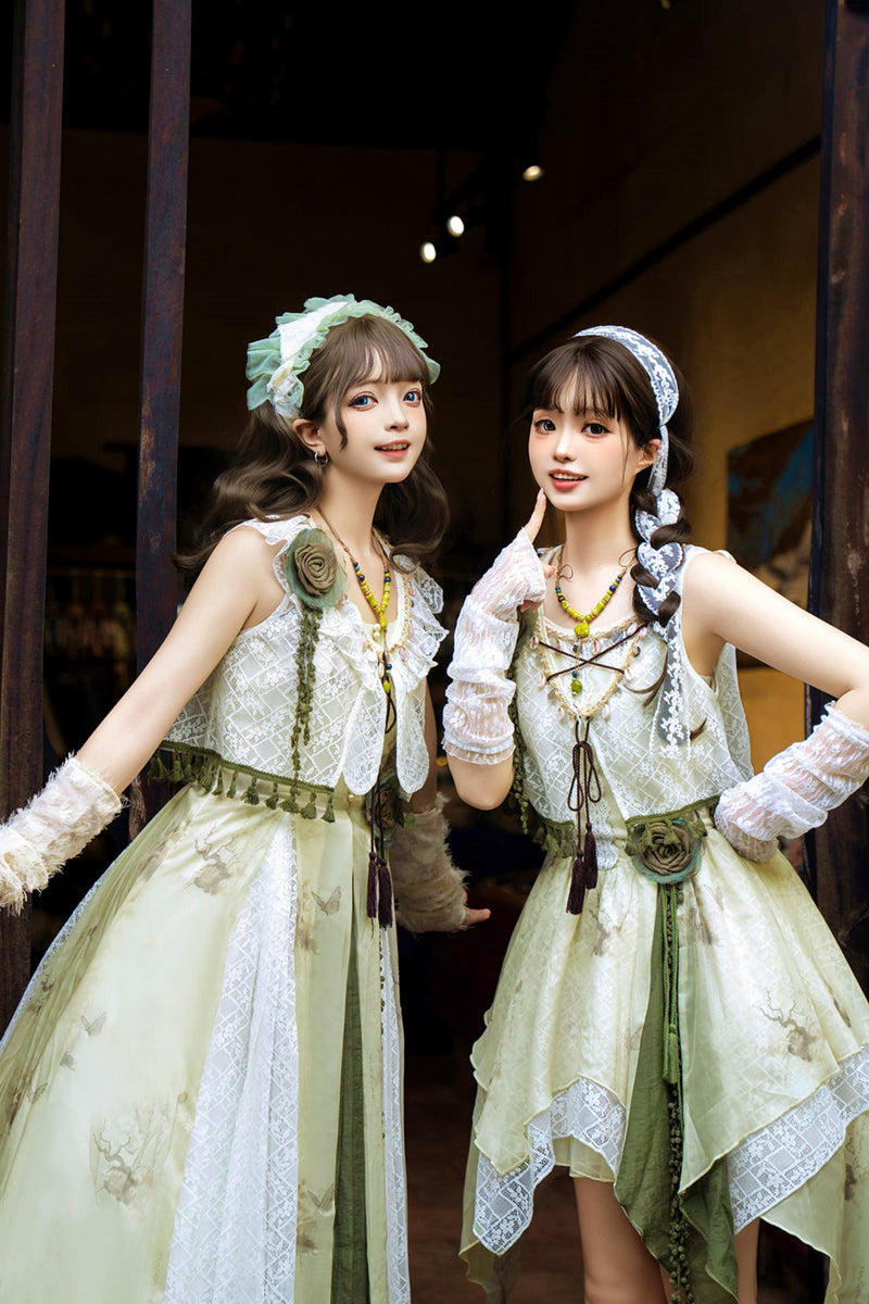 Sweet Resort Style Lolita Sand Dress Set