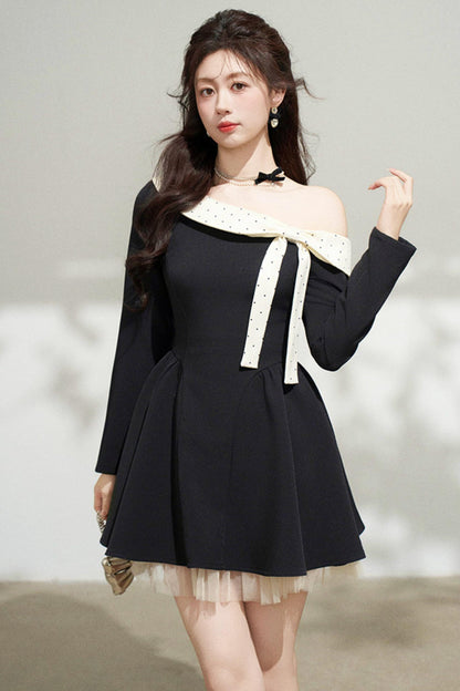 French Sweet Off Shoulder Dress