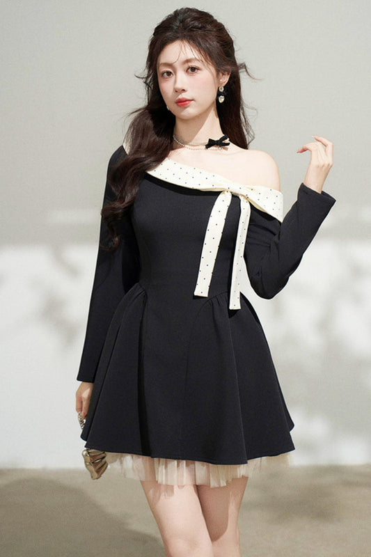 French Sweet Off Shoulder Dress