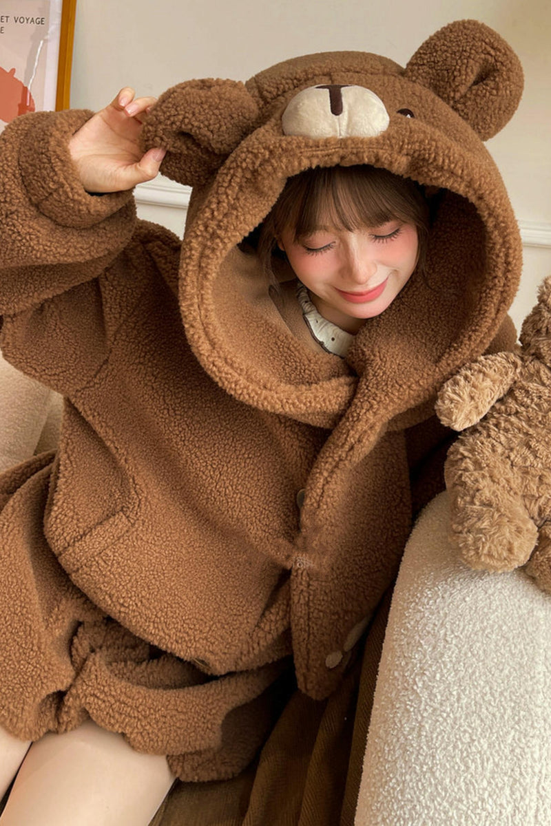 Bear Hooded Fleece Jacket + Pants