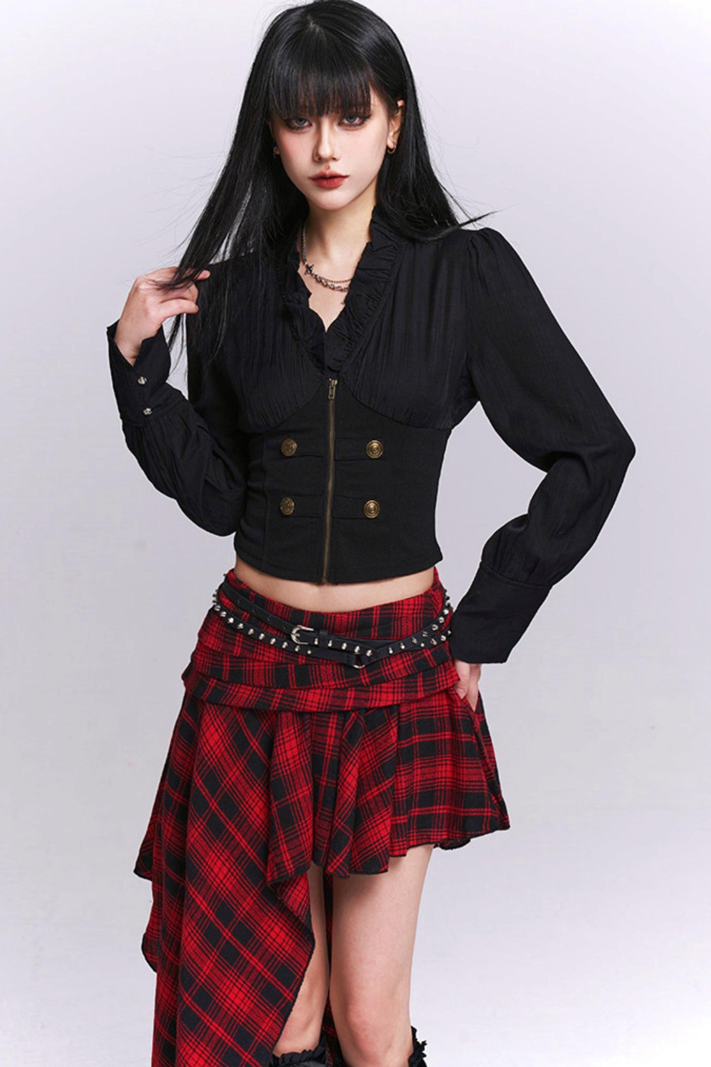 Black Ruffled Blouse