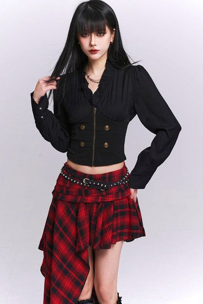 Black Ruffled Blouse
