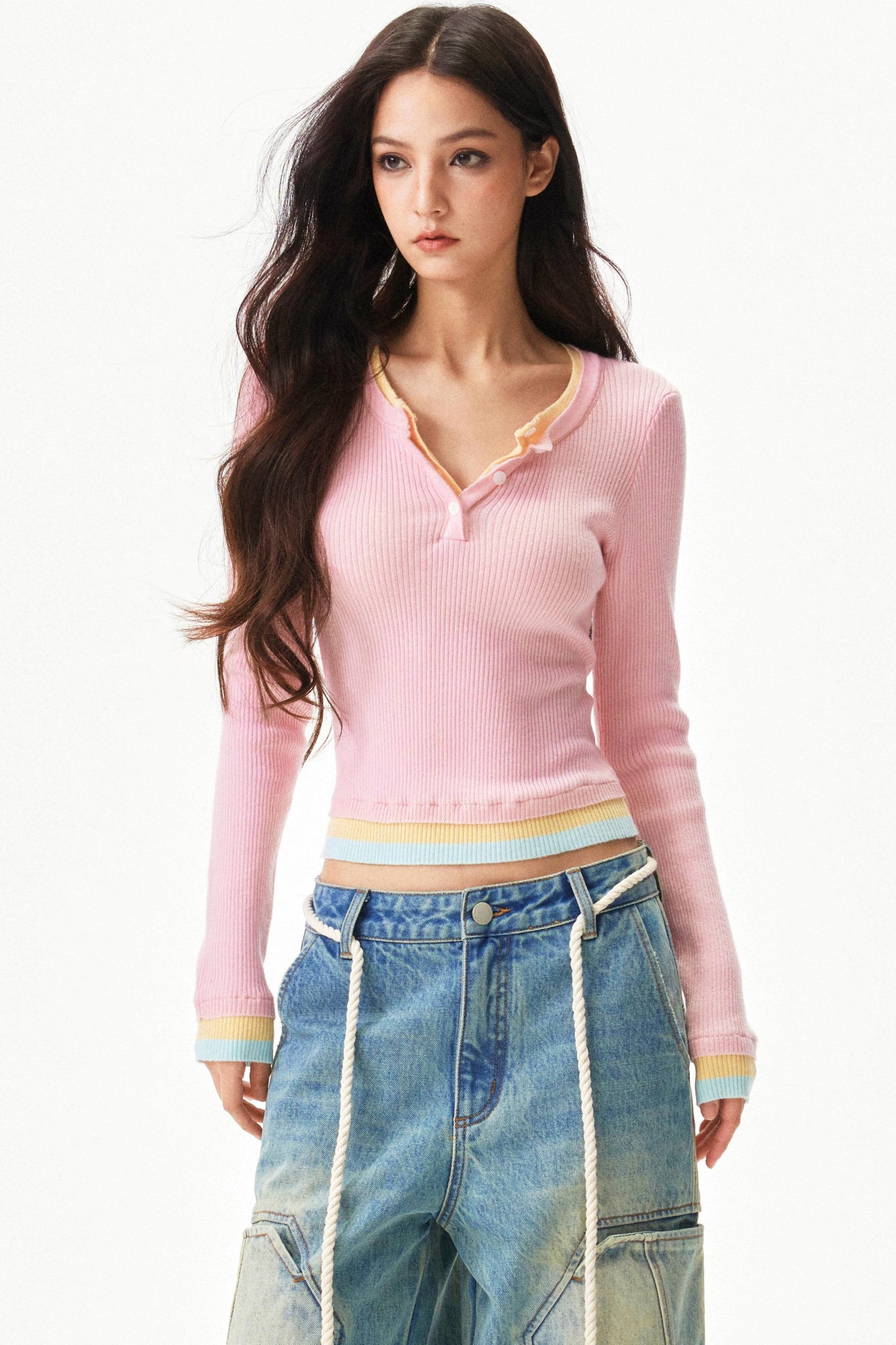 Sweet Color Block Slim Top