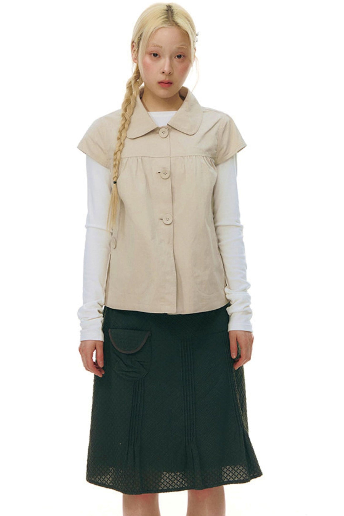 Doll Collar Flutter Sleeve Top