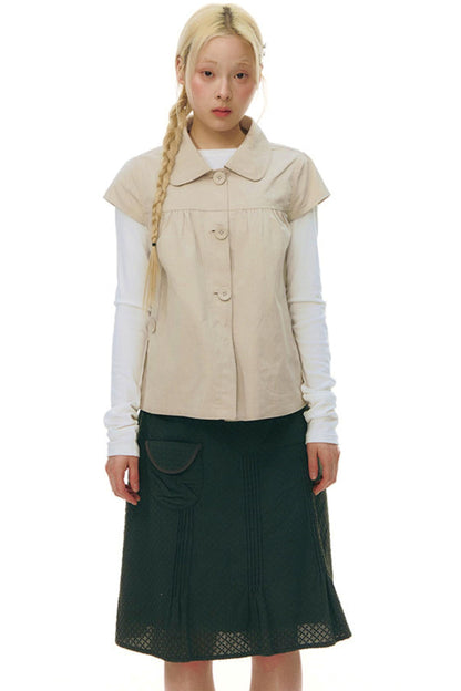 Doll Collar Flutter Sleeve Top