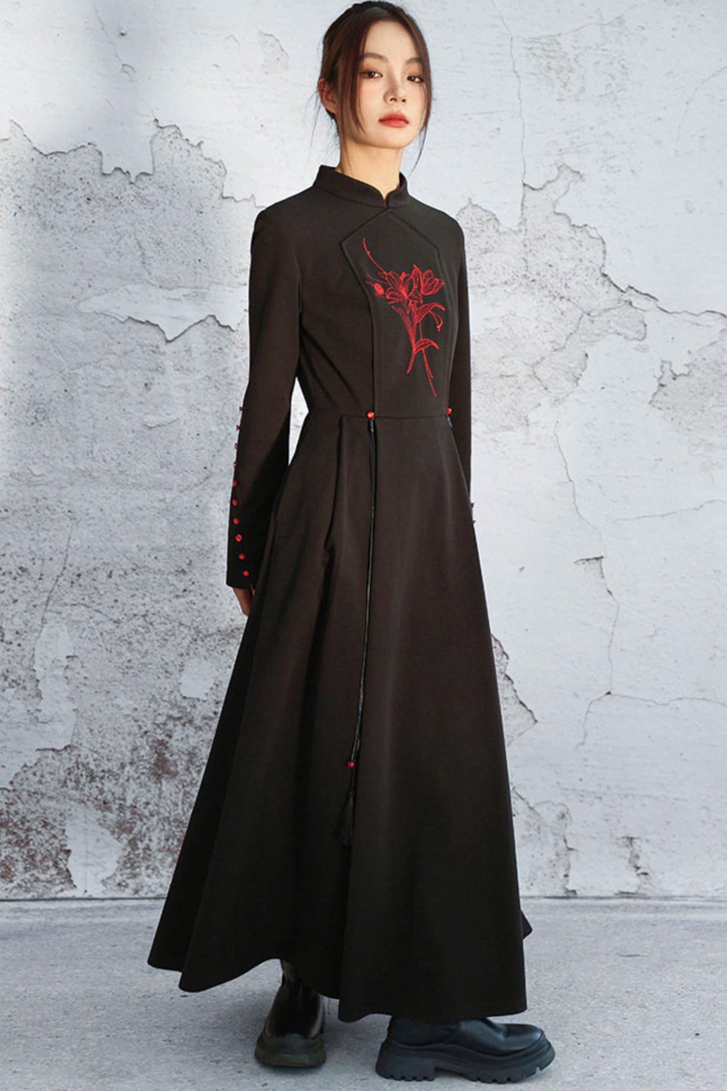 Stand Collar Flare Mode Dress