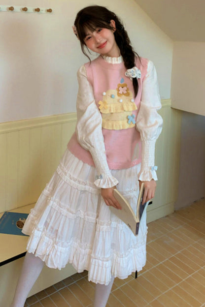 Mori Girl Knitted Vest + Dress