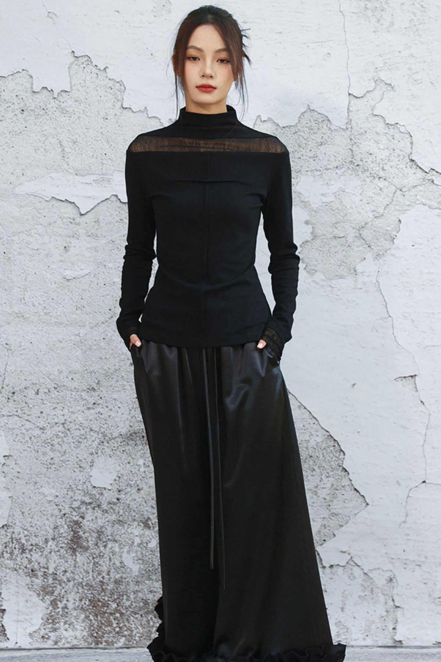 Point Sheer Design High Neck Top