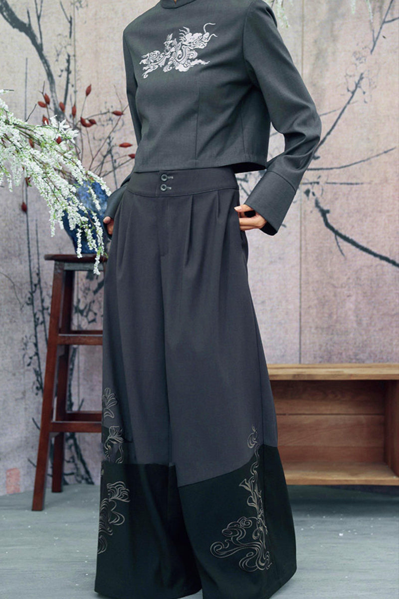 Dragon Embroidery Blazer Top