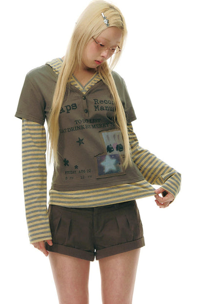 Striped Y2k Hoodie Top
