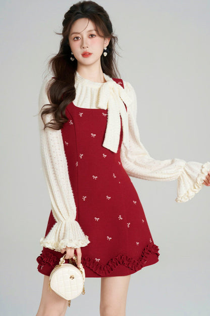 Sweet Red Vest Dress + Tops