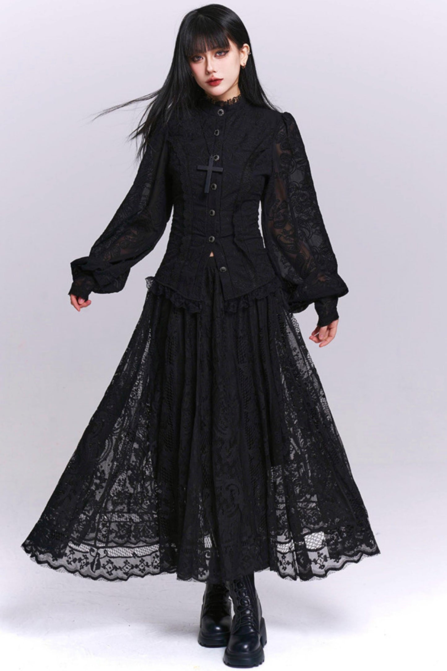Dark Jacquard Gothic Blouse