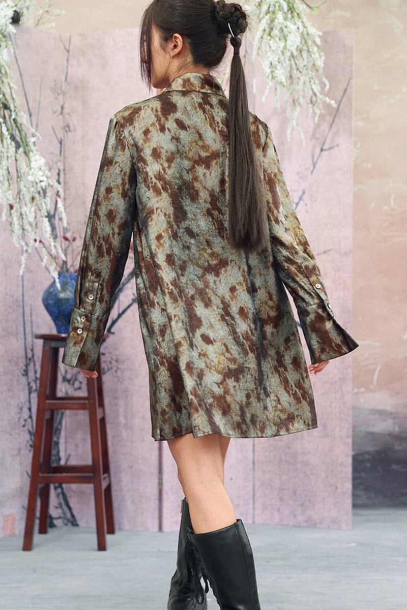 Silver Gray Metallic Satin Blouse
