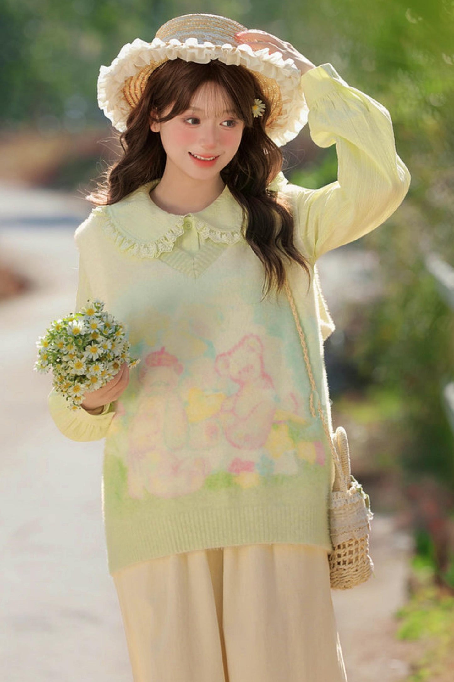 Gradient Bear Knit Vest + Shirt