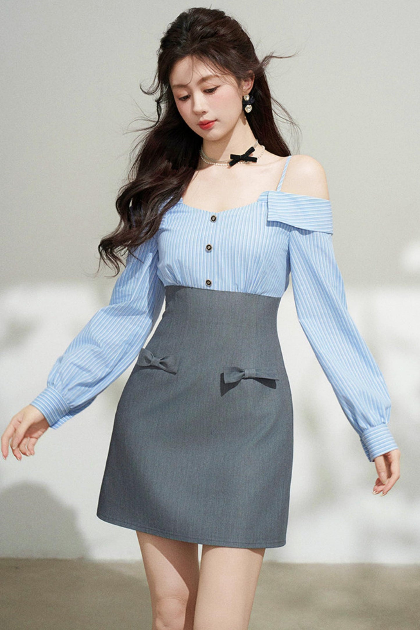 French Striped Blue Dress