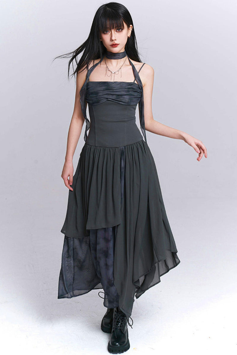 Dark Camisole Irregular Dress