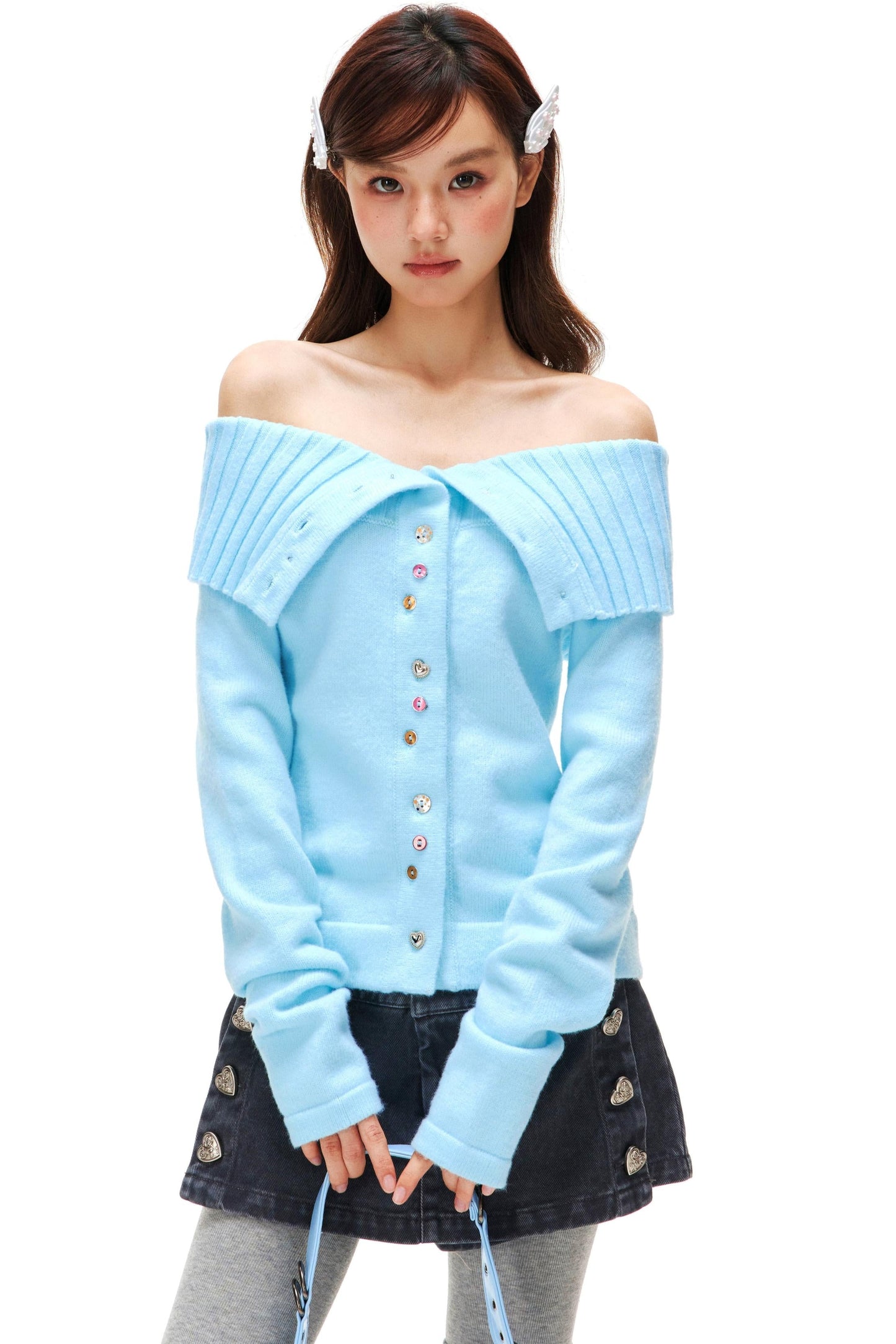 Off-shoulder Knit Sweater