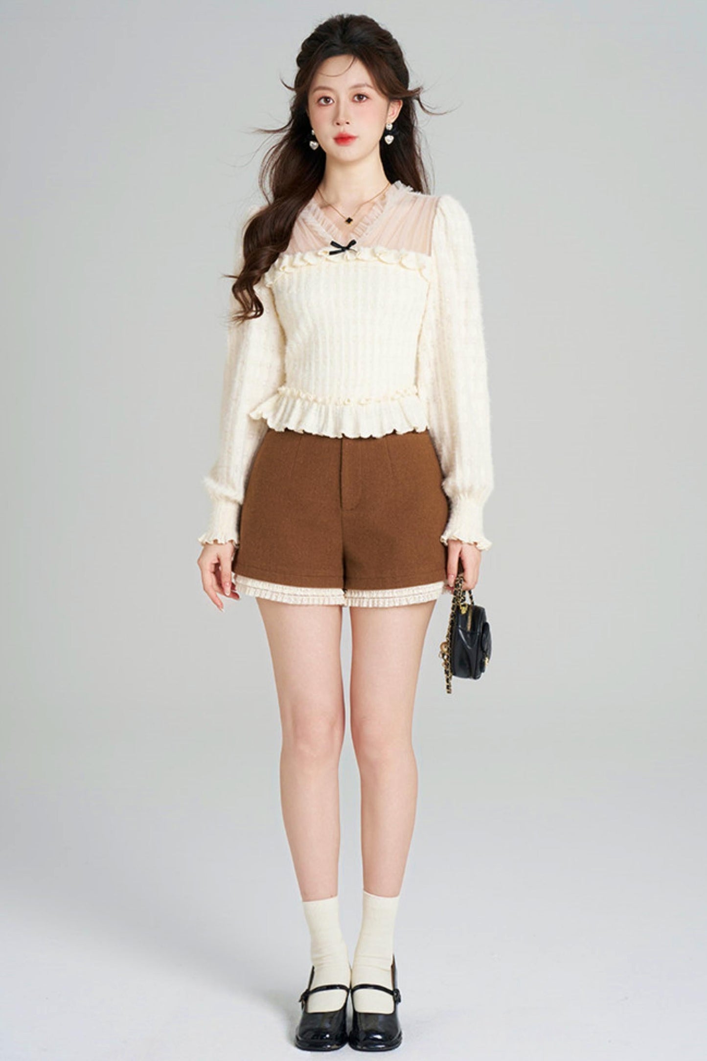 Unique Plush V-neck Blouse