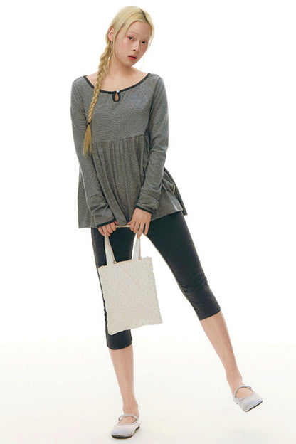 Color Block Flare Top With Neckline