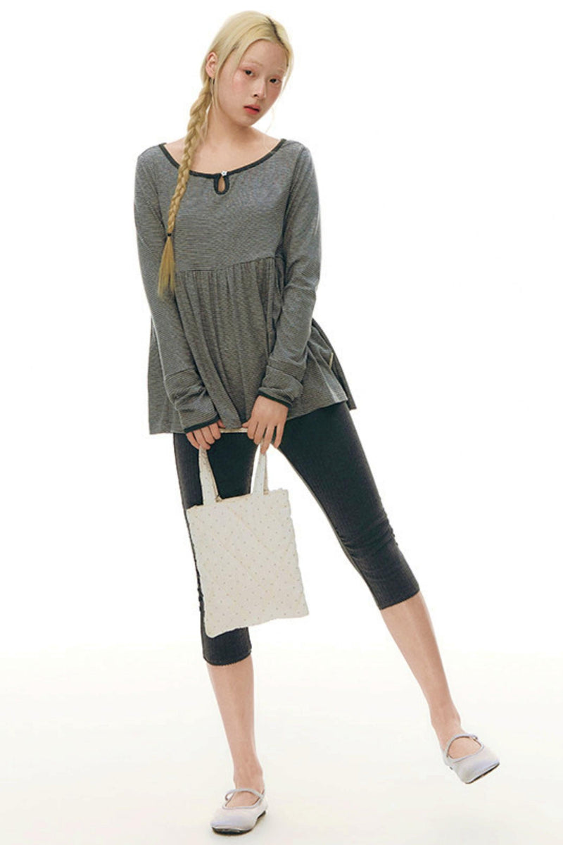 Color Block Flare Top With Neckline