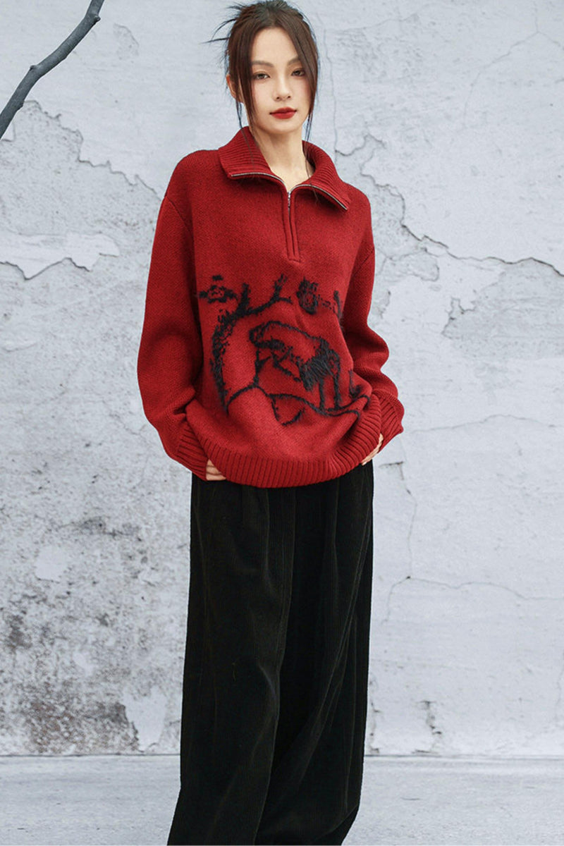 Maroon Zipper Sweater