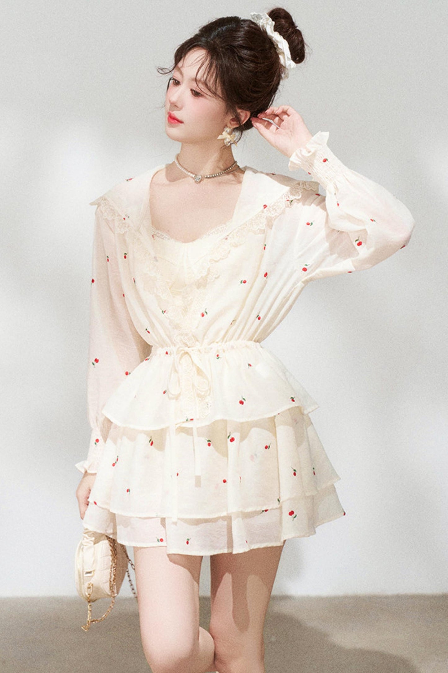 Lace Hooded Jacket + Top + Skirt