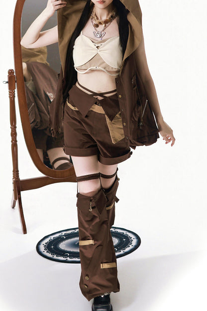 Cyberpunk Lolita Top + Shorts + Outerwear + Leg Accessories + Waist Pouch