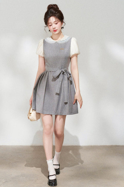 Gray Puff Sleeve Dress