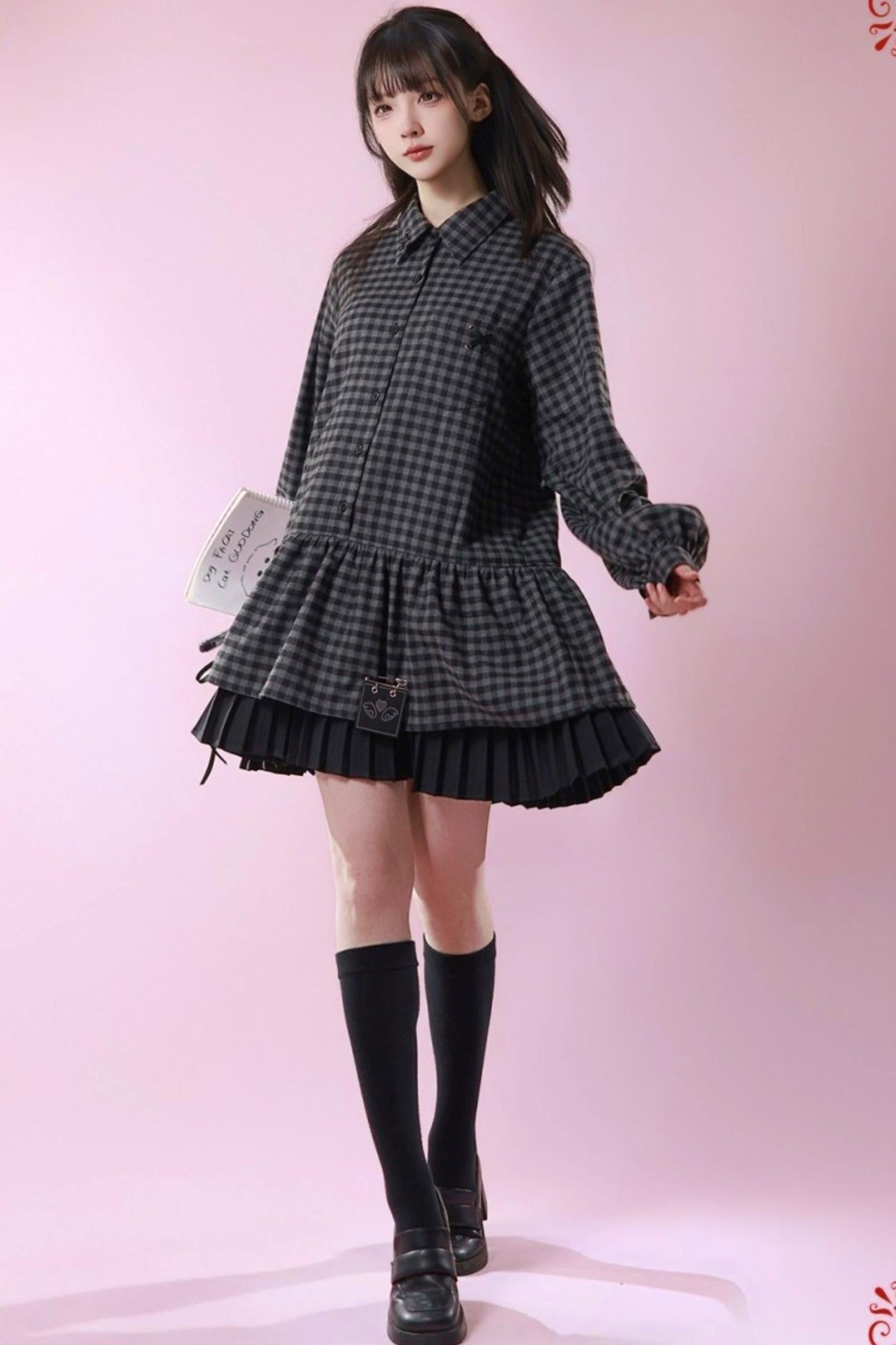 Dark Retro Sweet Plaid Dress