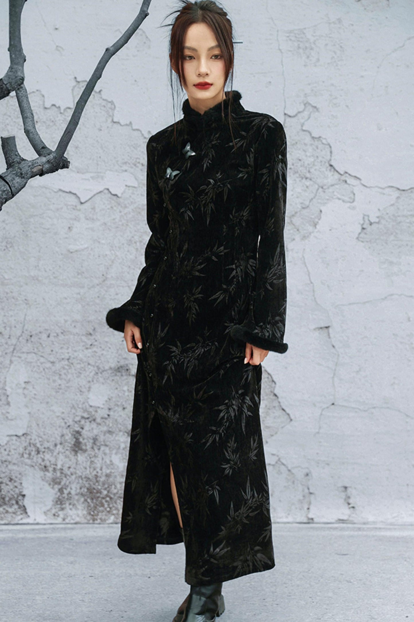 Bamboo Leaf Cheongsam Dress