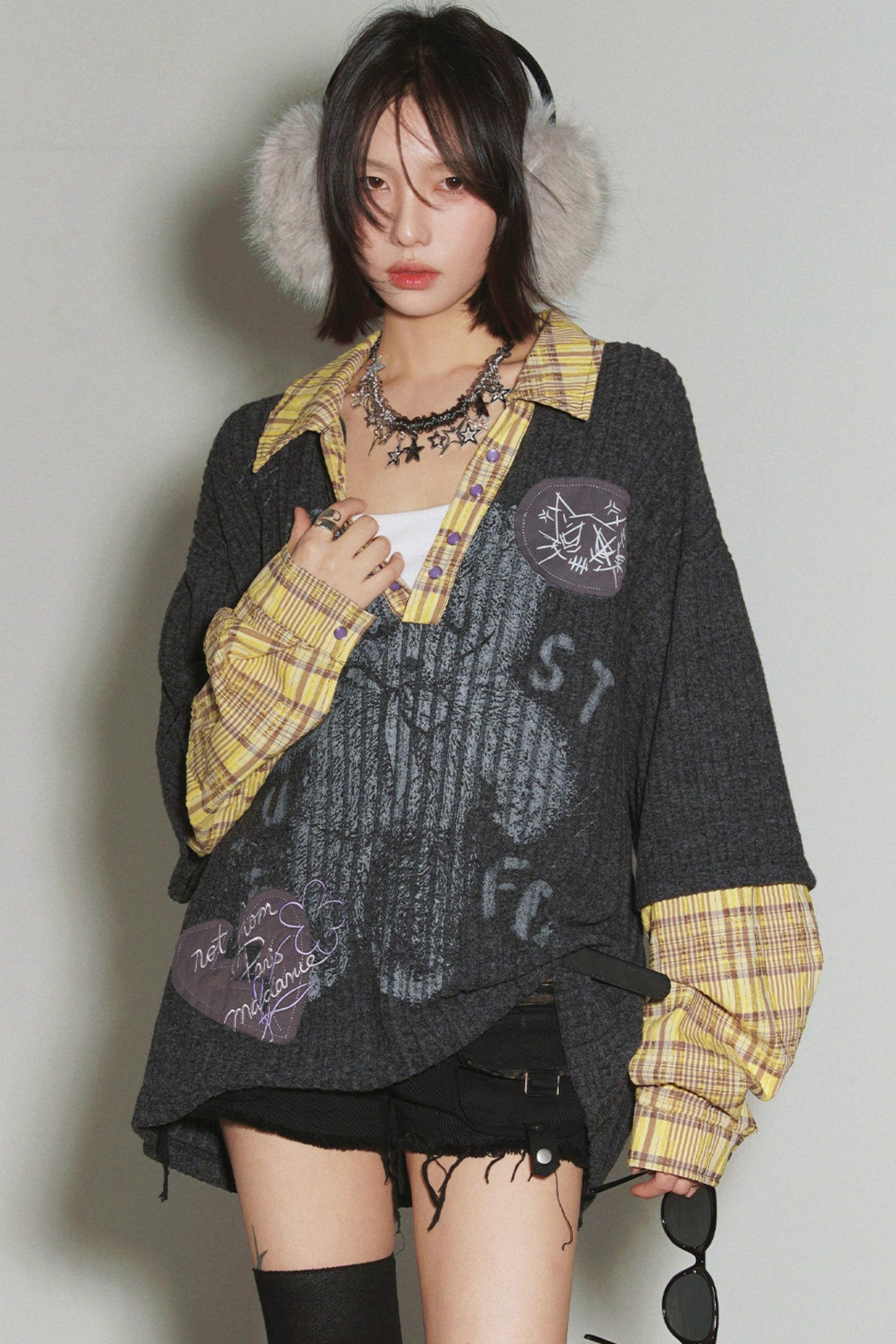 American Plaid Shirt Layered Top