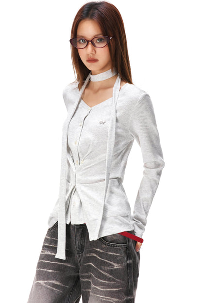 Fine Ribbed Knit Cardigan