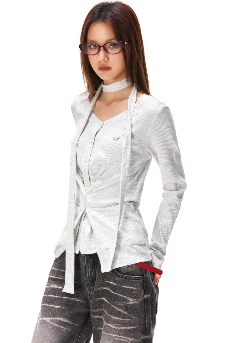 Fine Ribbed Knit Cardigan
