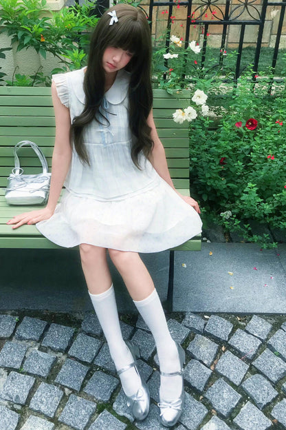 Angelic Doll Collar Top + Dot Skirt
