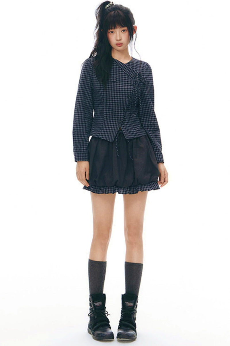 Y2k Small Checkered Shirt + Skirt
