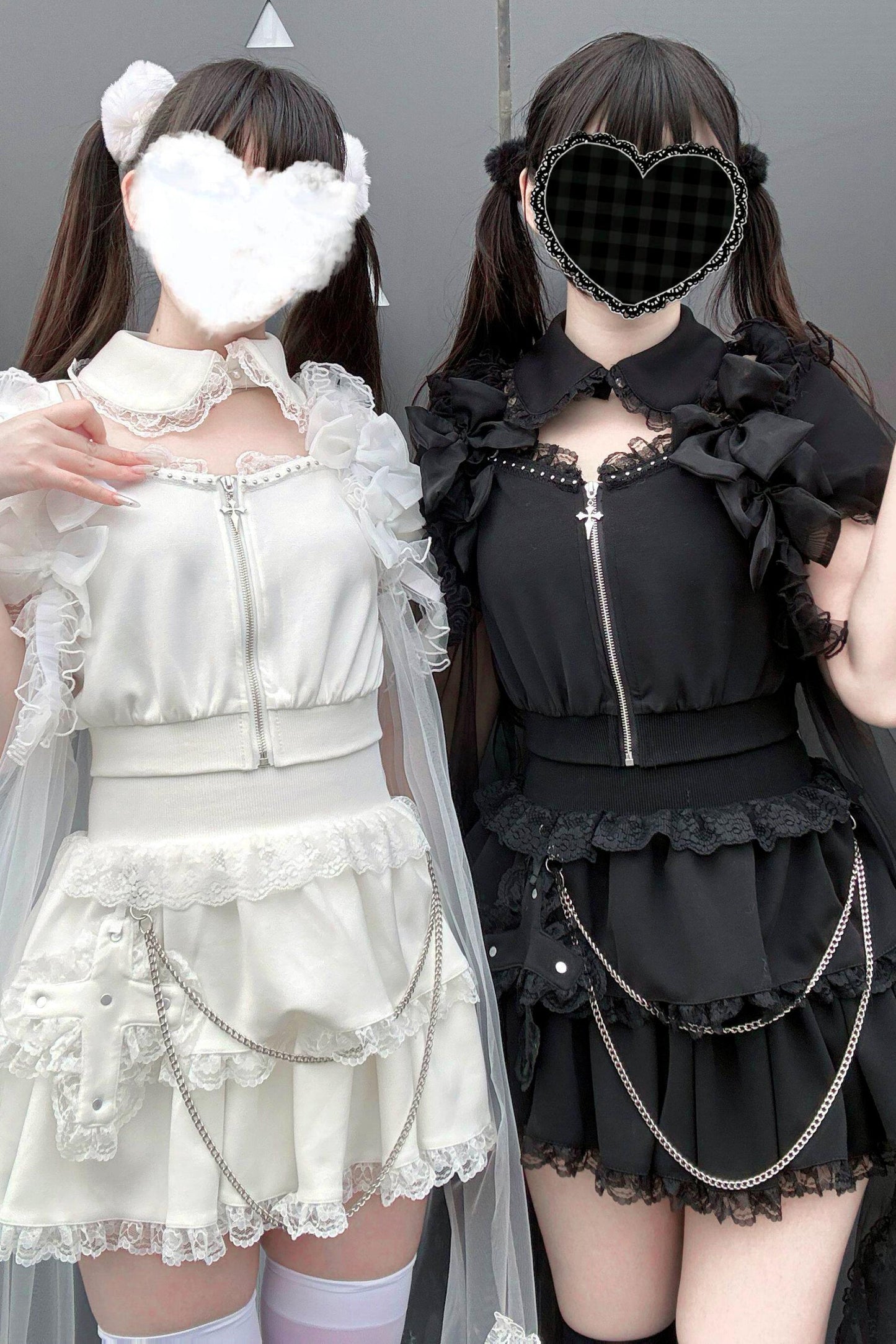 Gothic Dark Kawaii Cross Setup + Lace Vest
