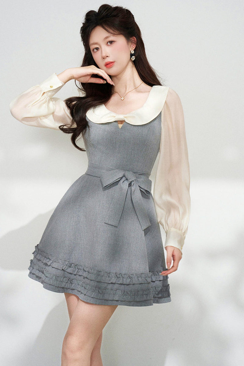 Faux Two Piece Grey Dress