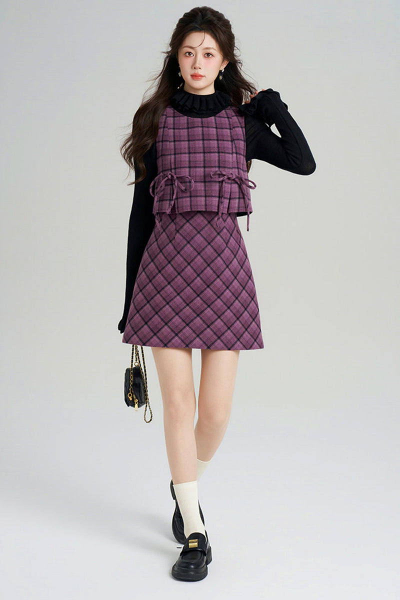 Check Vest Dress + Top