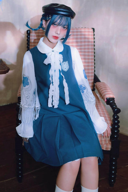 Blue Tears Lace Vest Dress