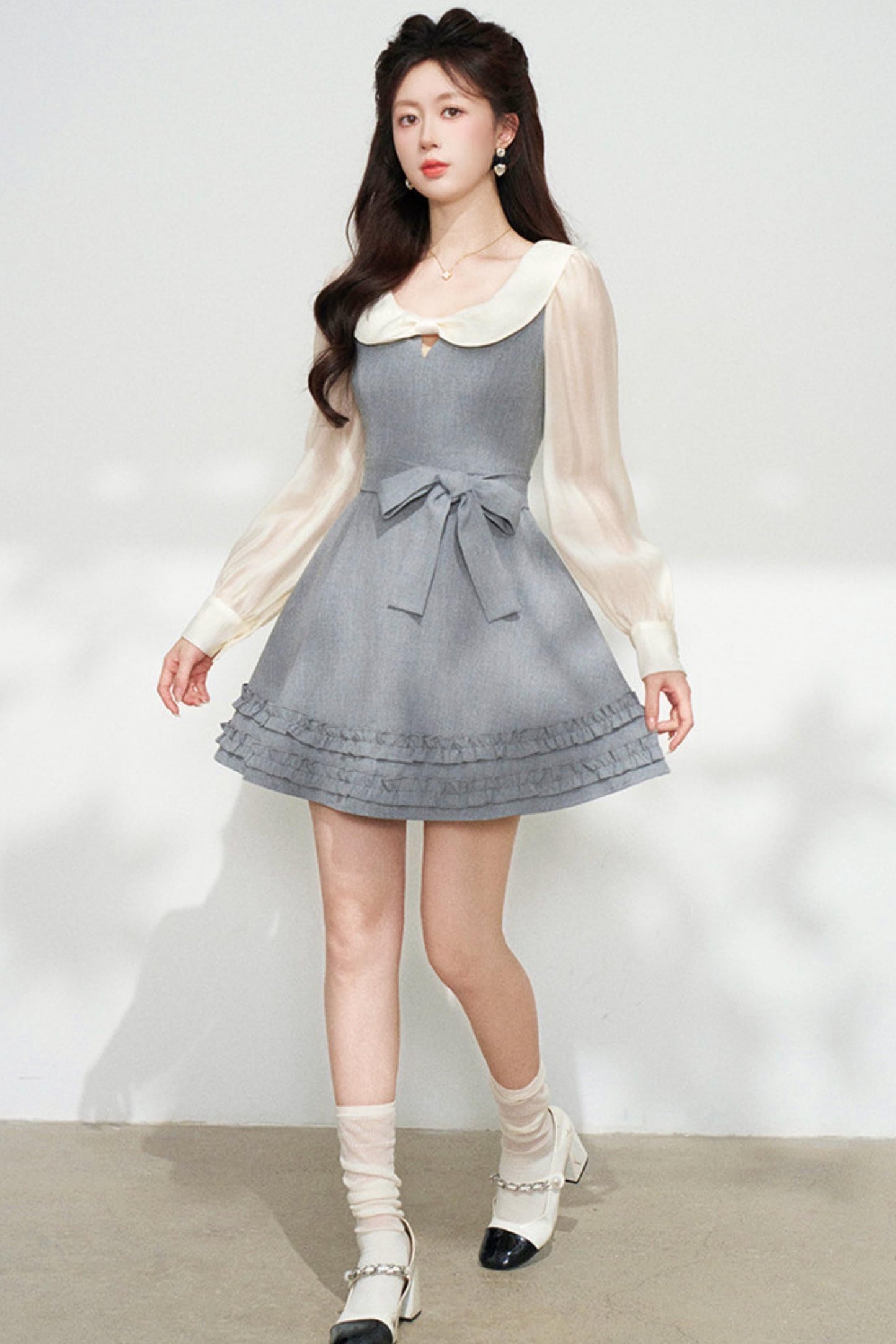 Faux Two Piece Grey Dress