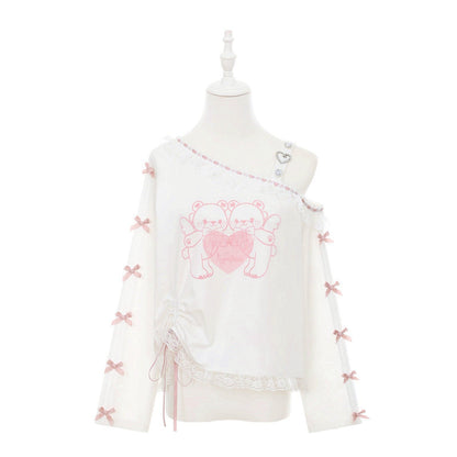 Bear Angel One-shoulder Top + Tiered Skirt